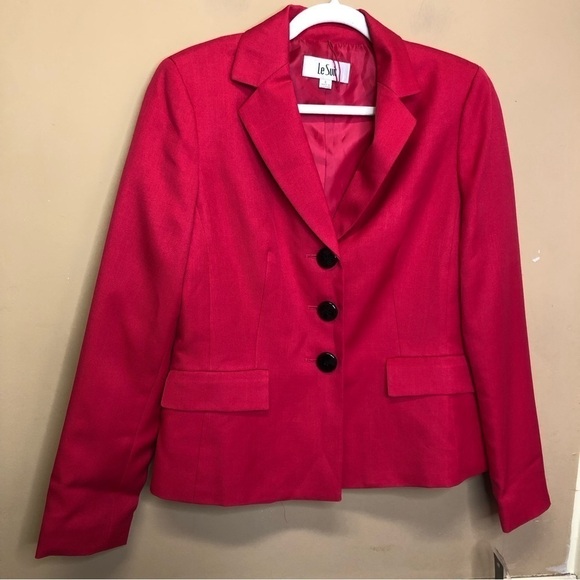 Le Suit Pink Blazer with Black Buttons Size 6 NWT - Picture 1 of 6